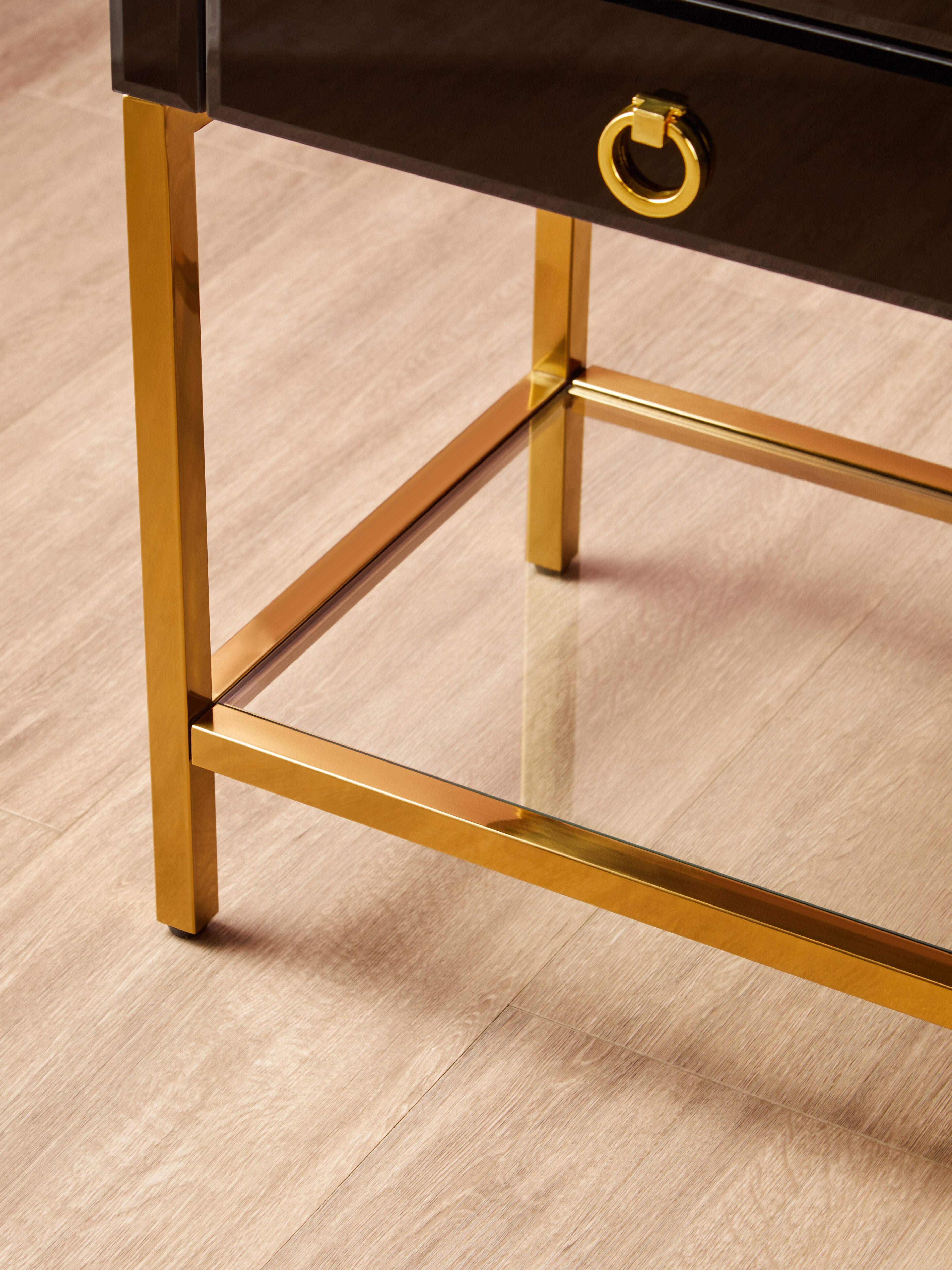Candace Townhouse Black & Gold Side Table